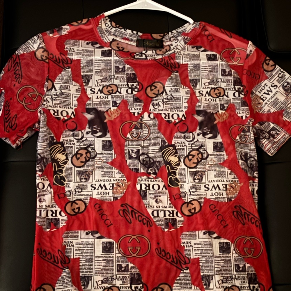 Stylish Red Graphic Women’s Shirt